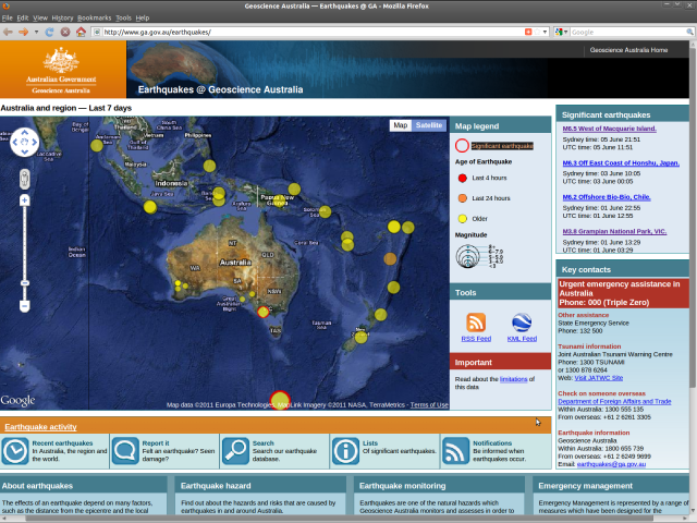 Earthquakes@Geoscience Australia - Macquarie Island 6.5 050611