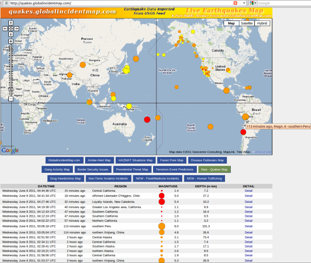 Southern Pacific earthquake alignments preceding Christchurch 6.3 - Peru 6.0 GIM 080611