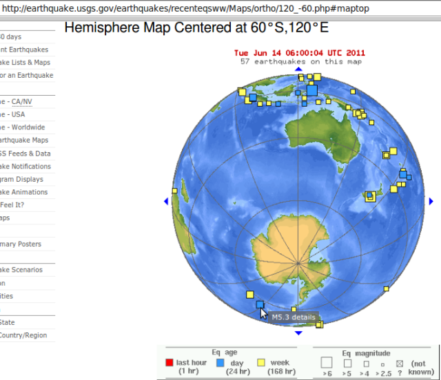Sandwich Islands magnitude 5.3 - USGS 140611