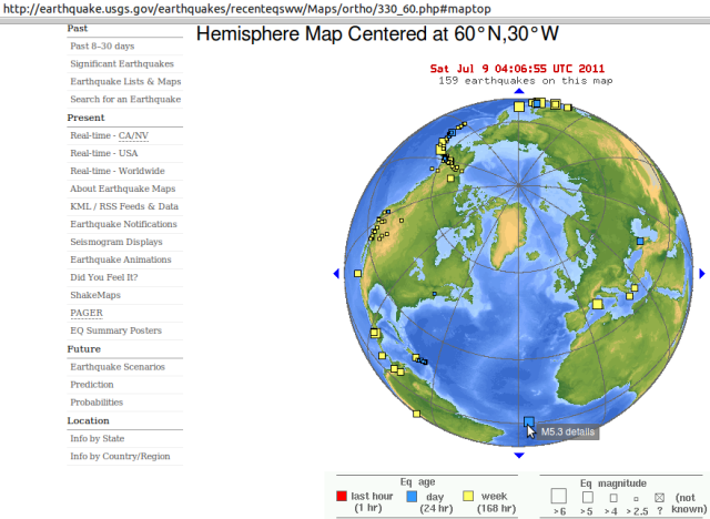 Mid-Atlantic Ridge magnitude 5.3 - USGS 090711
