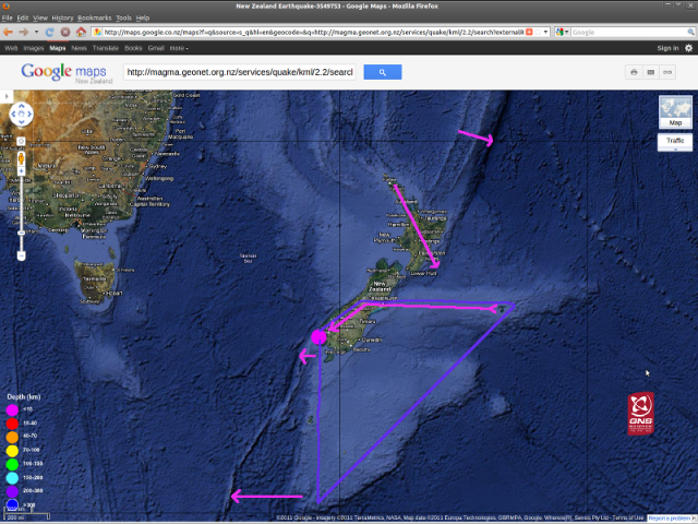 Te Anau magnitude 4.7 quake - GNS Googlemap 210711b