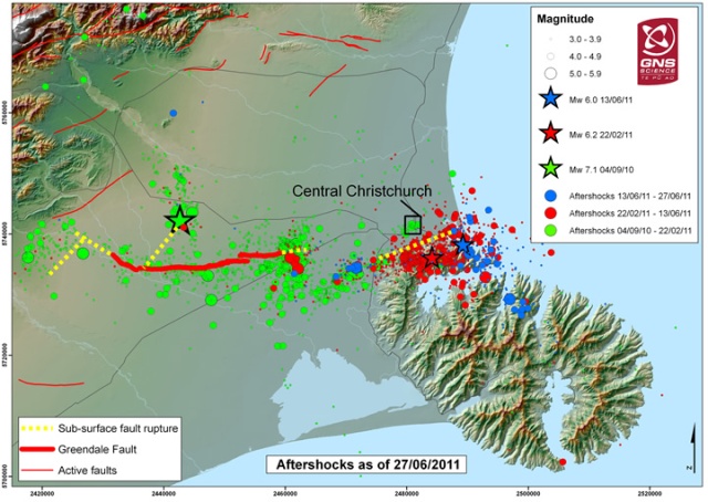 Aftershocks-map-27-06-2011 GNS Science
