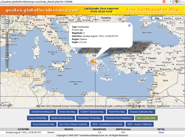 Greece magnitude 5.0 quake - GIM 080811