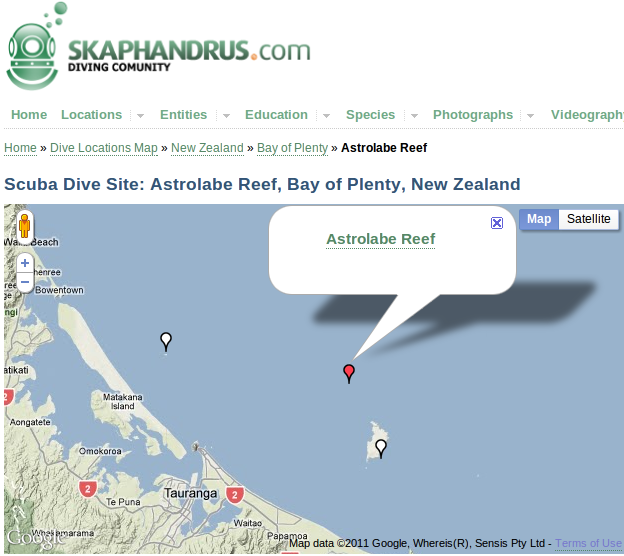 Astrolabe Reef scuba map - skaphandrus.com