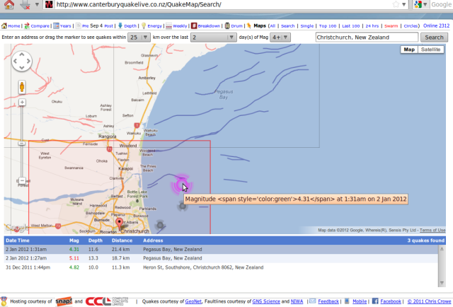 Pegasus Bay mag 5.1 quake, Kaiapoi 4.3 alignment - Crowe 020112